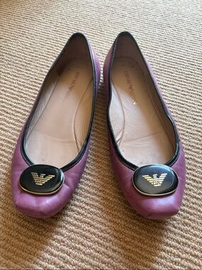 Emporio Armani Women's purple Leather Ballet Flats
